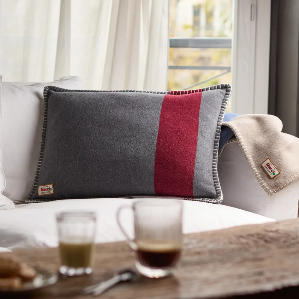 2138 TESSILECHITI Coussin Merci - Gris