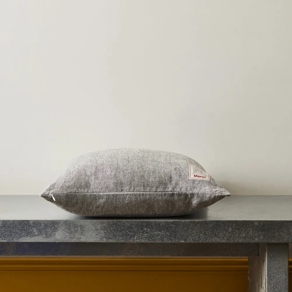 200 LINTEX Coussin épais en lin - Chambray Noir