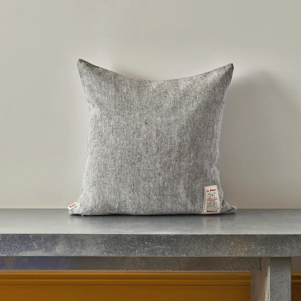 200 LINTEX Coussin épais en lin - Chambray Noir