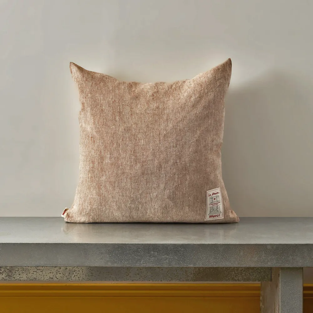200 LINTEX Coussin épais en lin - Chambray Brique de Sienne