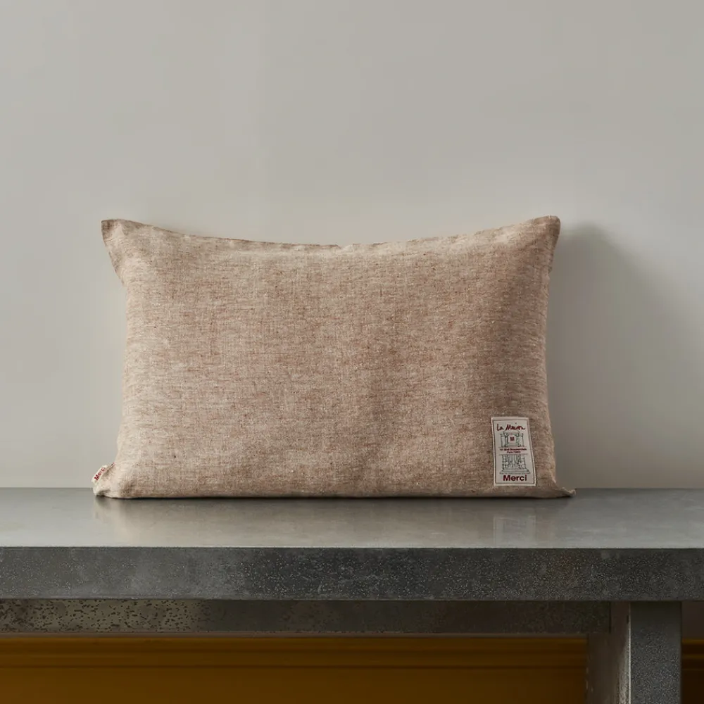 200 LINTEX Coussin épais en lin - Chambray Brique de Sienne