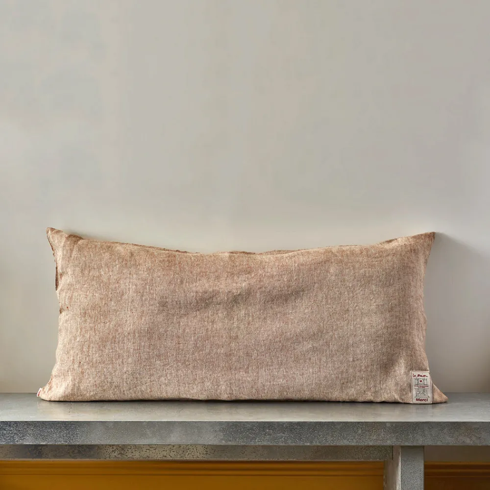 200 LINTEX Coussin épais en lin - Chambray Brique de Sienne