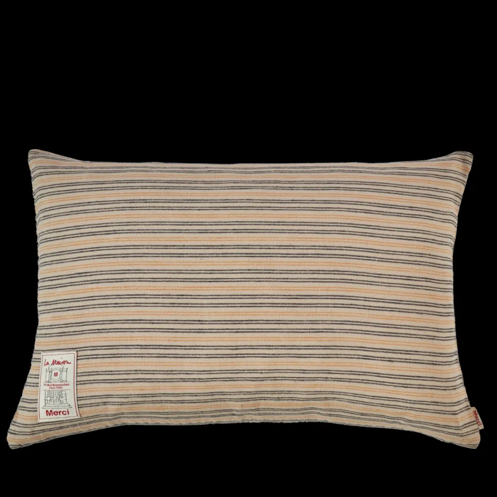 200 LINTEX Coussin épais en lin - Rayures Matelas Bleu & Jaune Asahi
