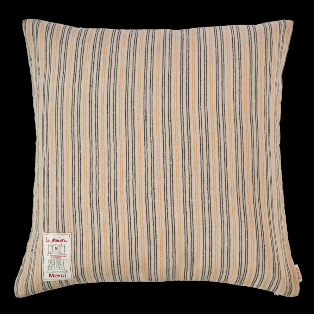 200 LINTEX Coussin épais en lin - Rayures Matelas Bleu & Jaune Asahi