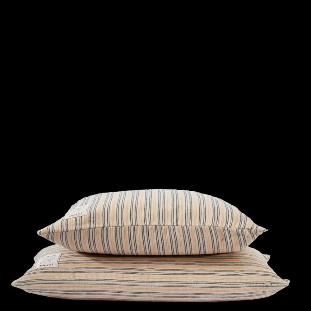 200 LINTEX Coussin épais en lin - Rayures Matelas Bleu & Jaune Asahi