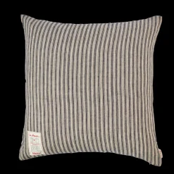 200 LINTEX Coussin épais en lin - Rayures Bleu Encre