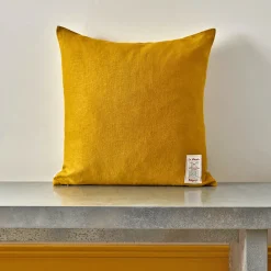 200 LINTEX Coussin épais en lin - Uni Olive
