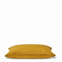 200 LINTEX Coussin épais en lin - Uni Olive