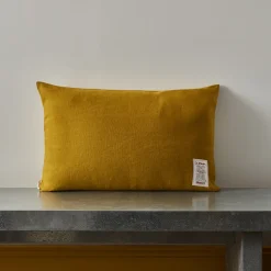 200 LINTEX Coussin épais en lin - Uni Olive