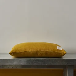 200 LINTEX Coussin épais en lin - Uni Olive
