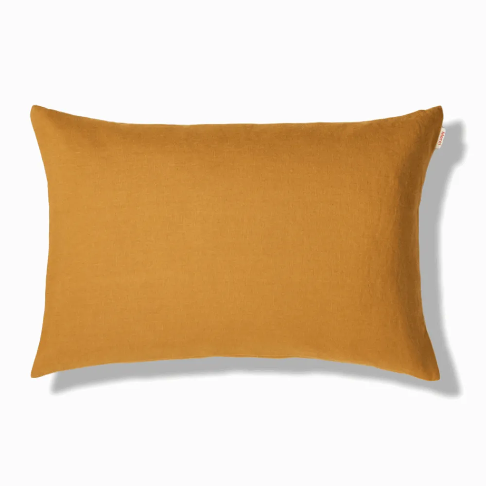 200 LINTEX Coussin épais en lin - Uni Olive