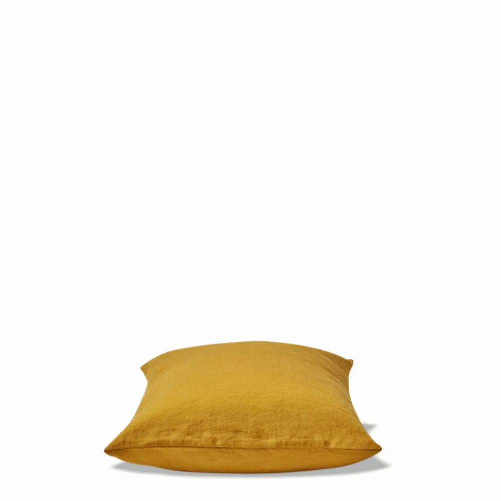 200 LINTEX Coussin épais en lin - Uni Olive