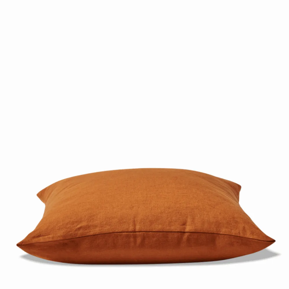 200 LINTEX Coussin épais en lin - Uni Brique de Sienne
