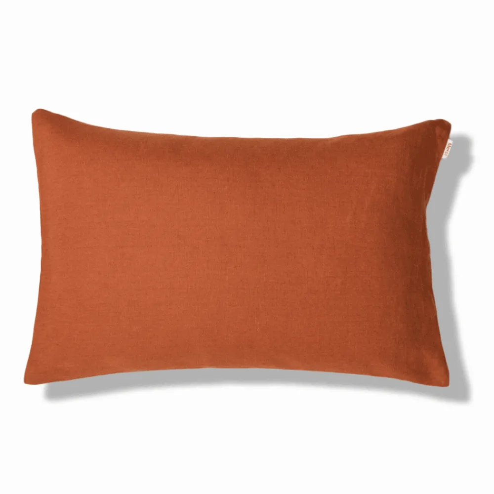 200 LINTEX Coussin épais en lin - Uni Brique de Sienne