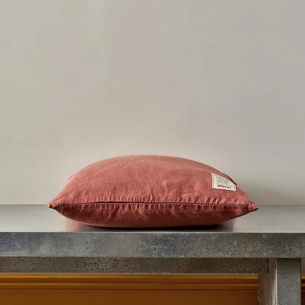 200 LINTEX Coussin épais en lin - Uni Rose