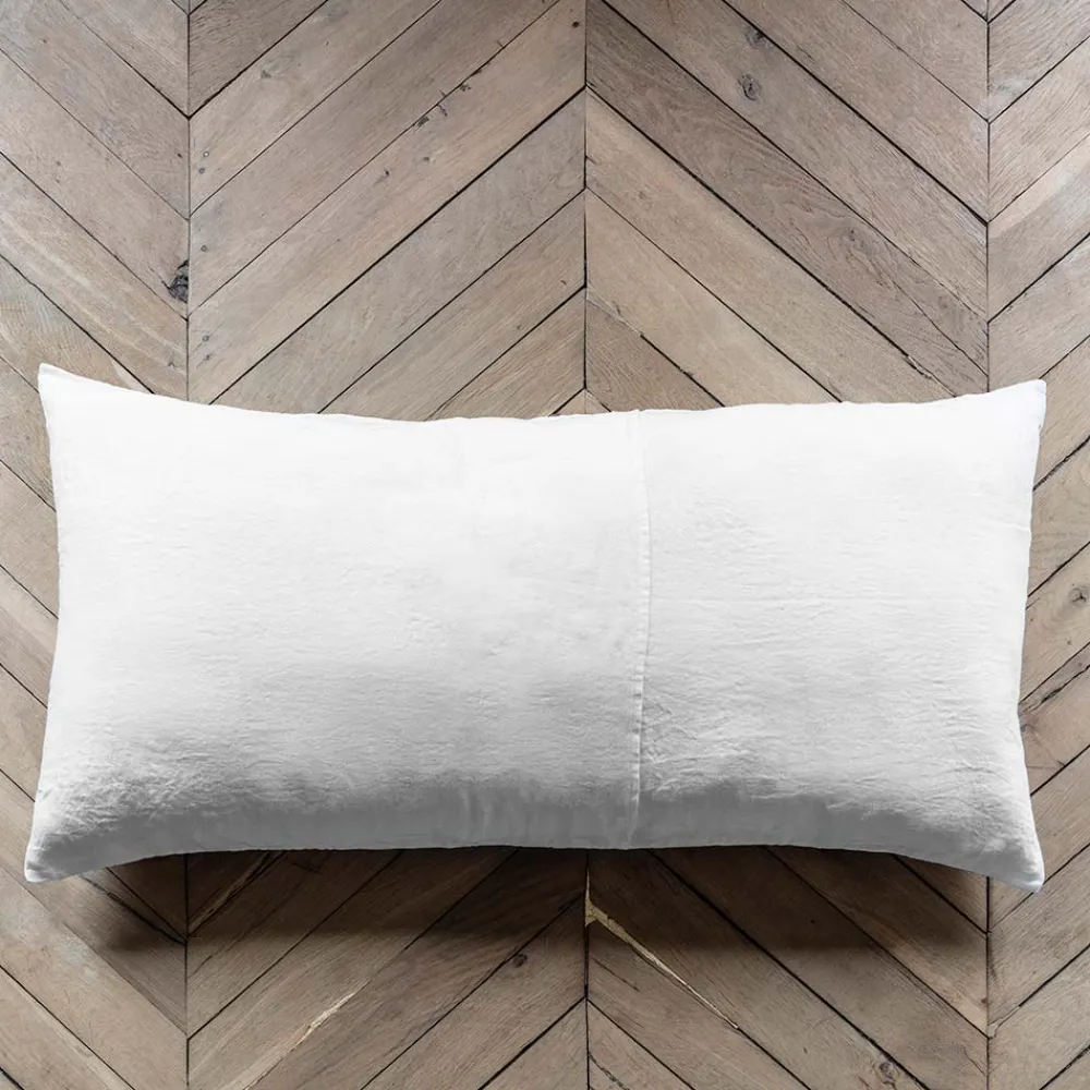200 LINTEX Coussin rectangle en lin lavé - Blanc Optique