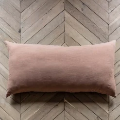 200 LINTEX Coussin rectangle en lin lavé - Rose Argile