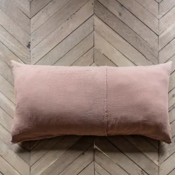 200 LINTEX Coussin rectangle en lin lavé - Rose Argile