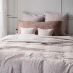 200 LINTEX Coussin rectangle en lin lavé - Rose Argile