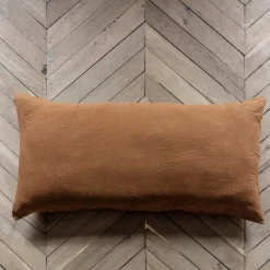 200 LINTEX Coussin rectangle en lin lavé - Brique de Sienne
