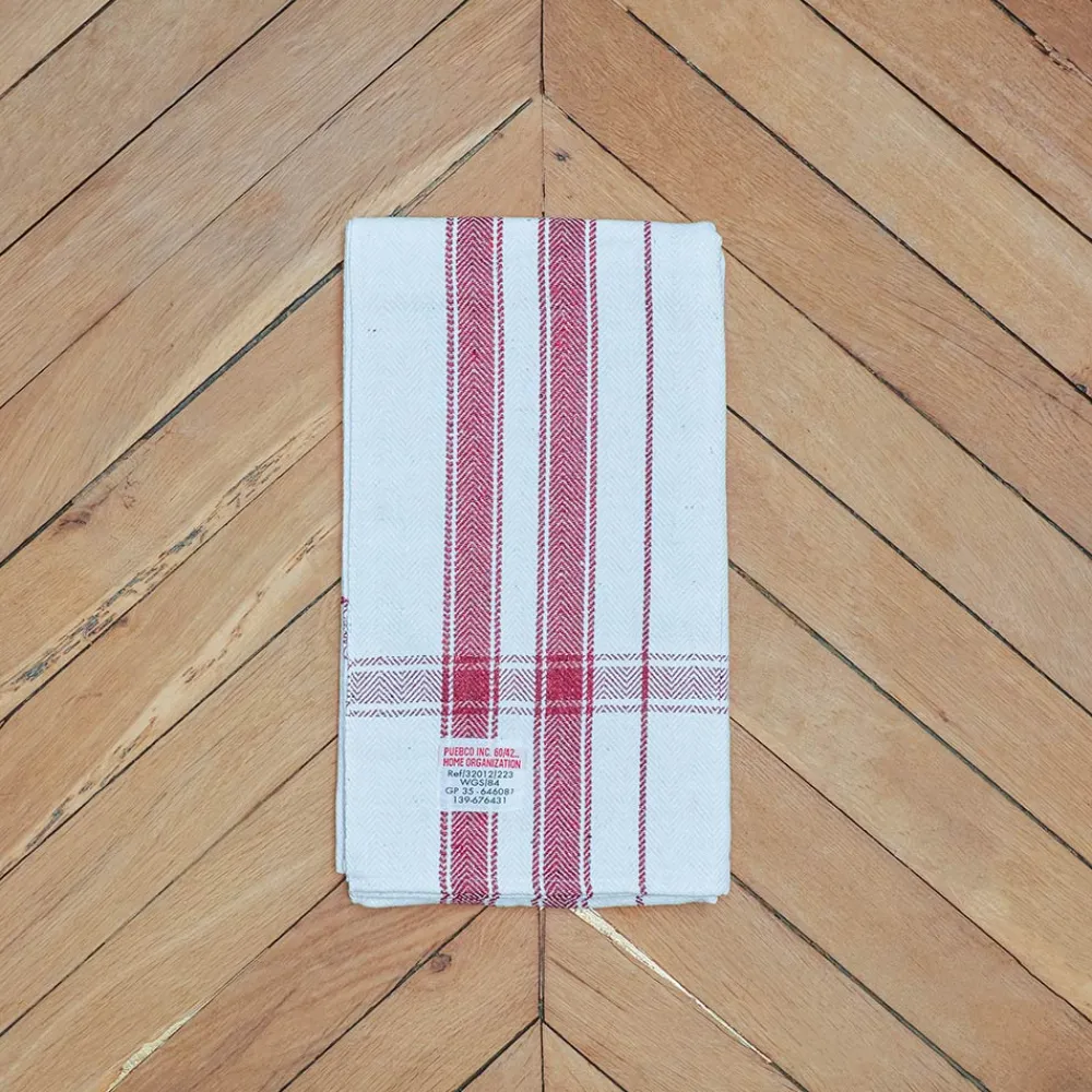 1414 PUEBCO Couverture en coton - Naturel Rouge