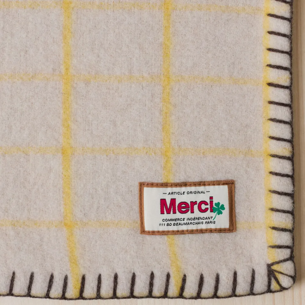 2138 TESSILECHITI Couverture Merci - Carreaux Jaune Asahi