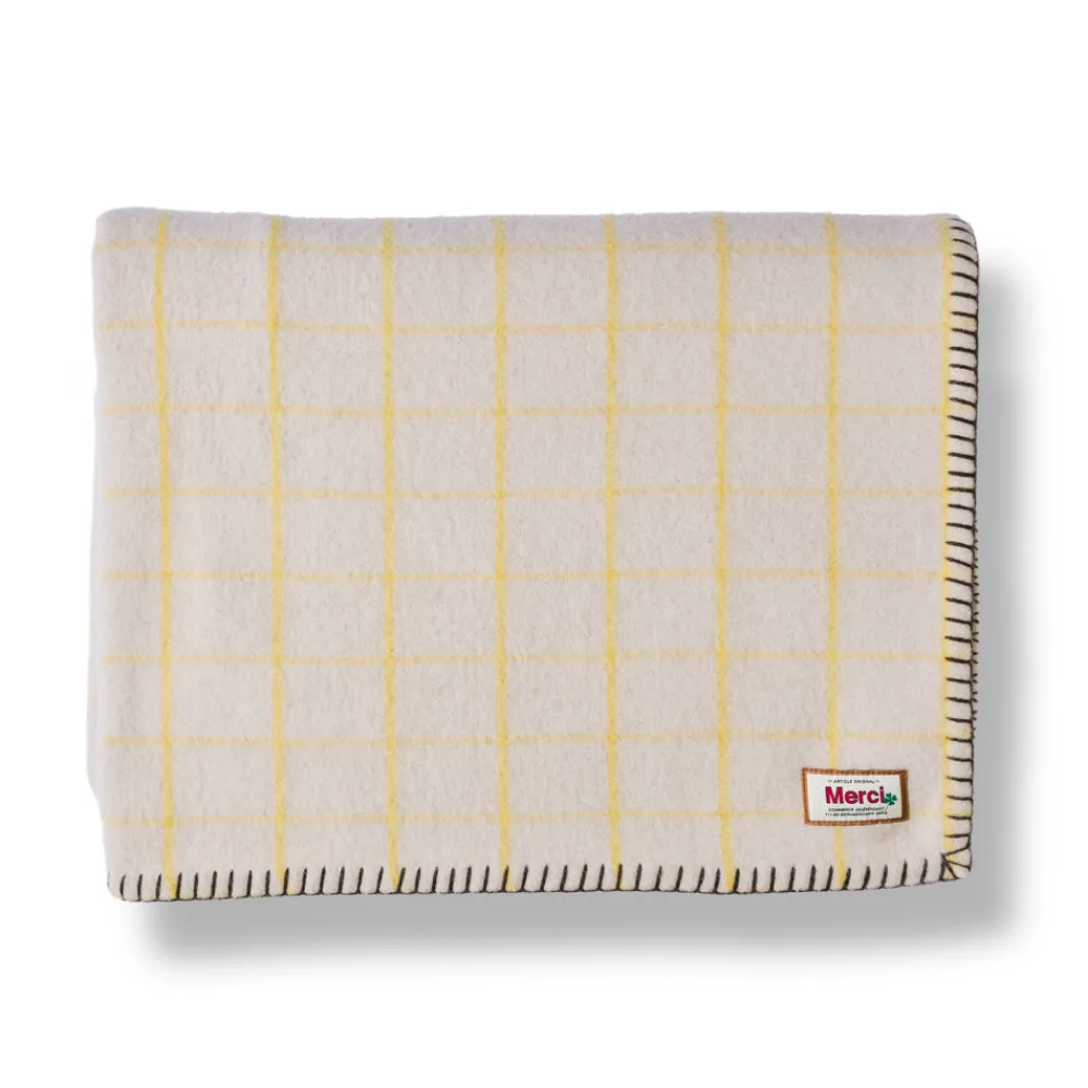 2138 TESSILECHITI Couverture Merci - Carreaux Jaune Asahi