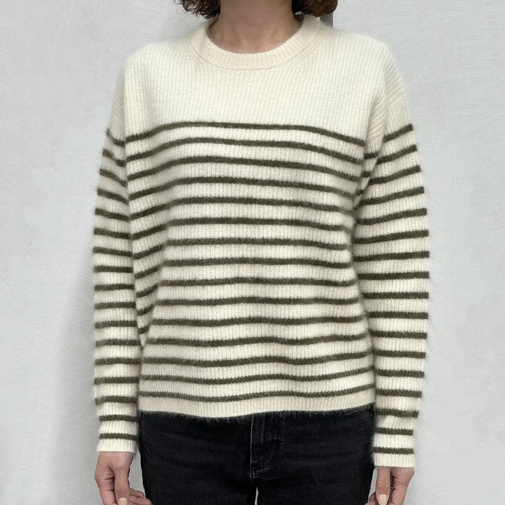 Women CT PLAGE C.T.plage x Merci - Pull Rayé - Blanc/Olive