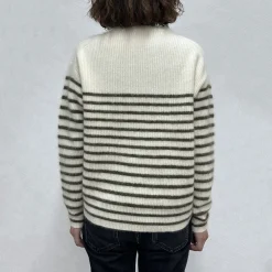 Women CT PLAGE C.T.plage x Merci - Pull Rayé - Blanc/Olive