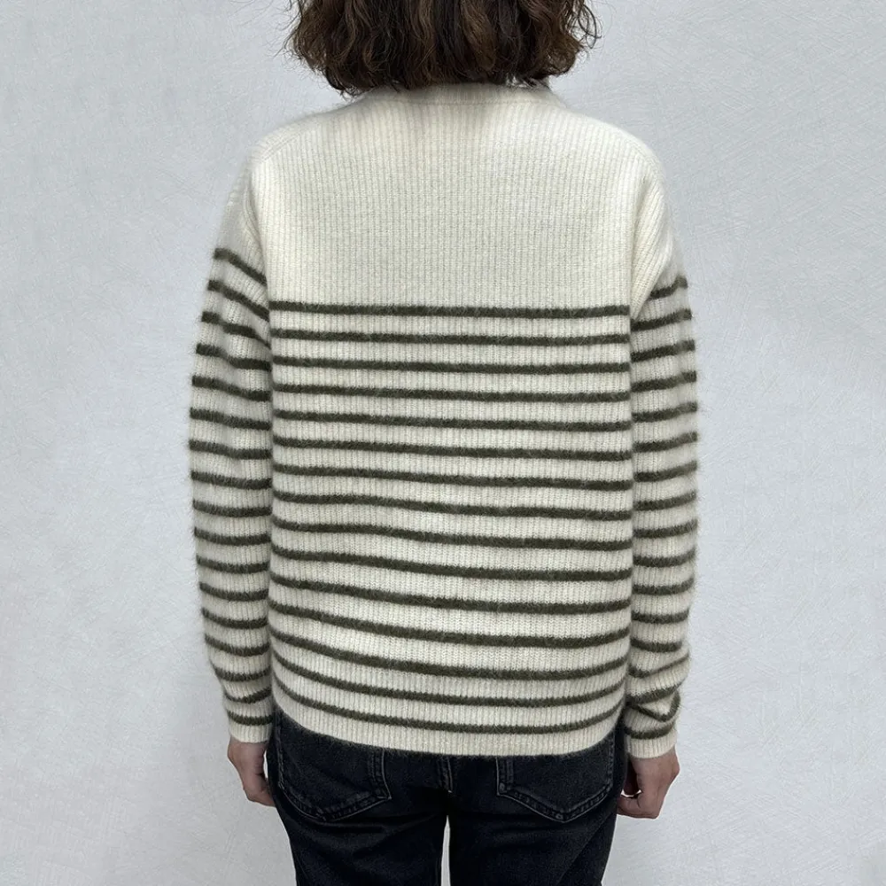 Women CT PLAGE C.T.plage x Merci - Pull Rayé - Blanc/Olive