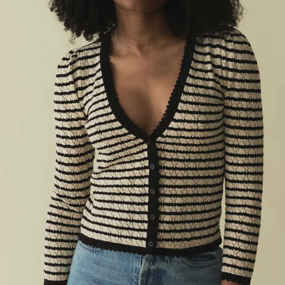 Women Dôen - Cardigan Chandel - Beige à rayures