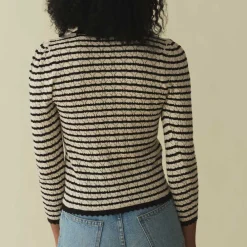 Women Dôen - Cardigan Chandel - Beige à rayures