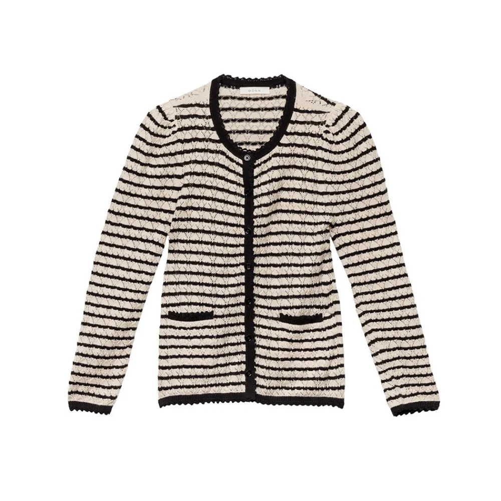 Women DOEN Dôen - Cardigan Therese - Beige rayé