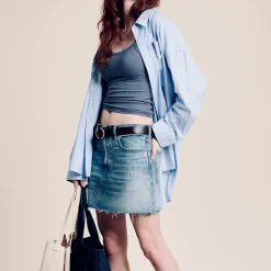 Women Denimist - Chemise à boutons - Oxford bleu clair