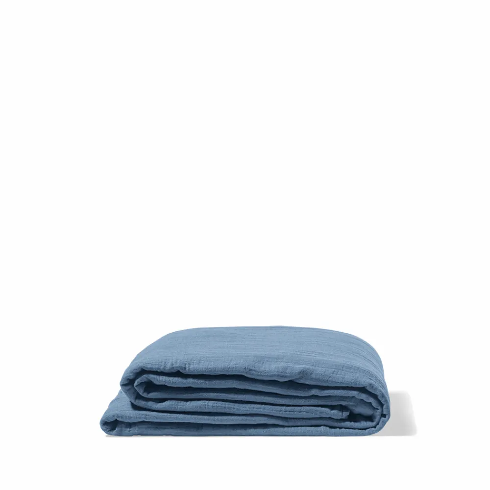 2100 GAZEX Drap plat en gaze de coton - Bleu Zinc