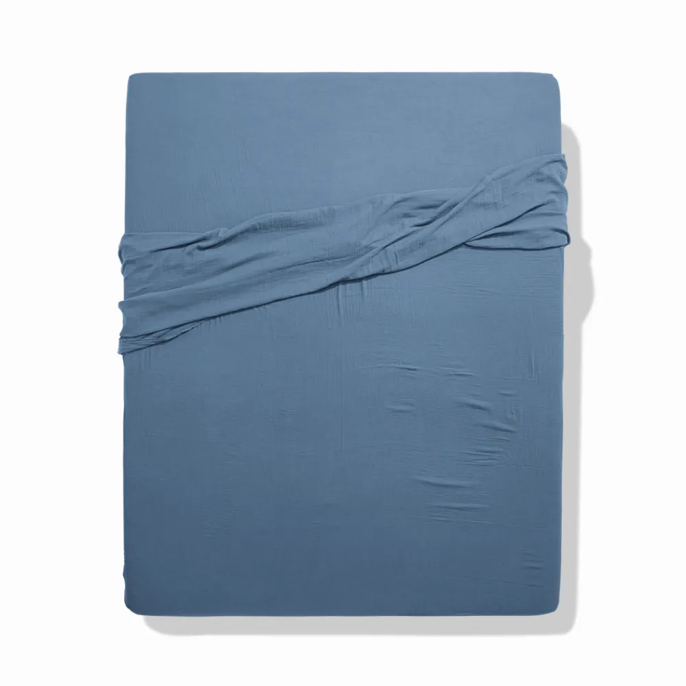 2100 GAZEX Drap plat en gaze de coton - Bleu Zinc