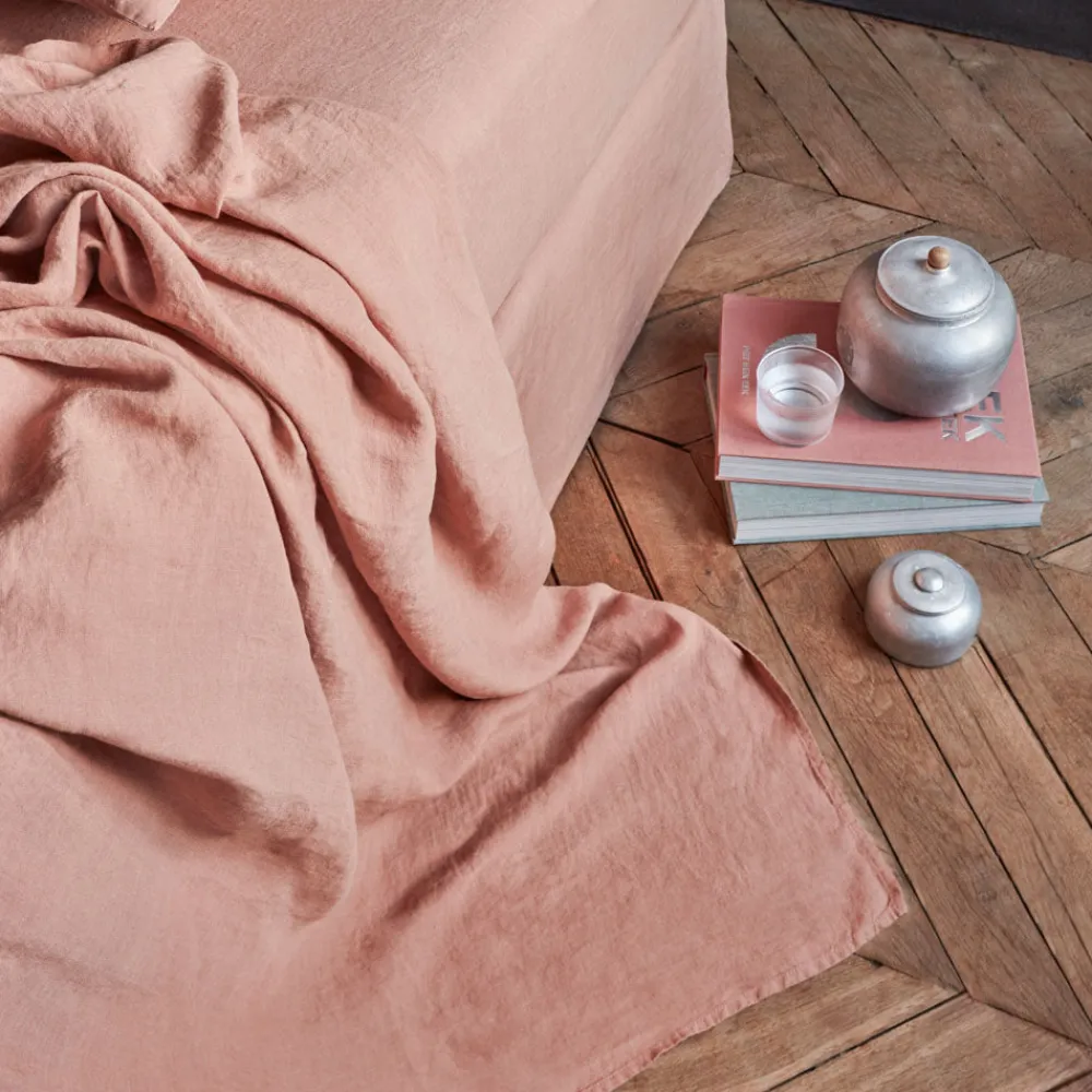 200 LINTEX Drap plat en lin lavé - Rose Argile