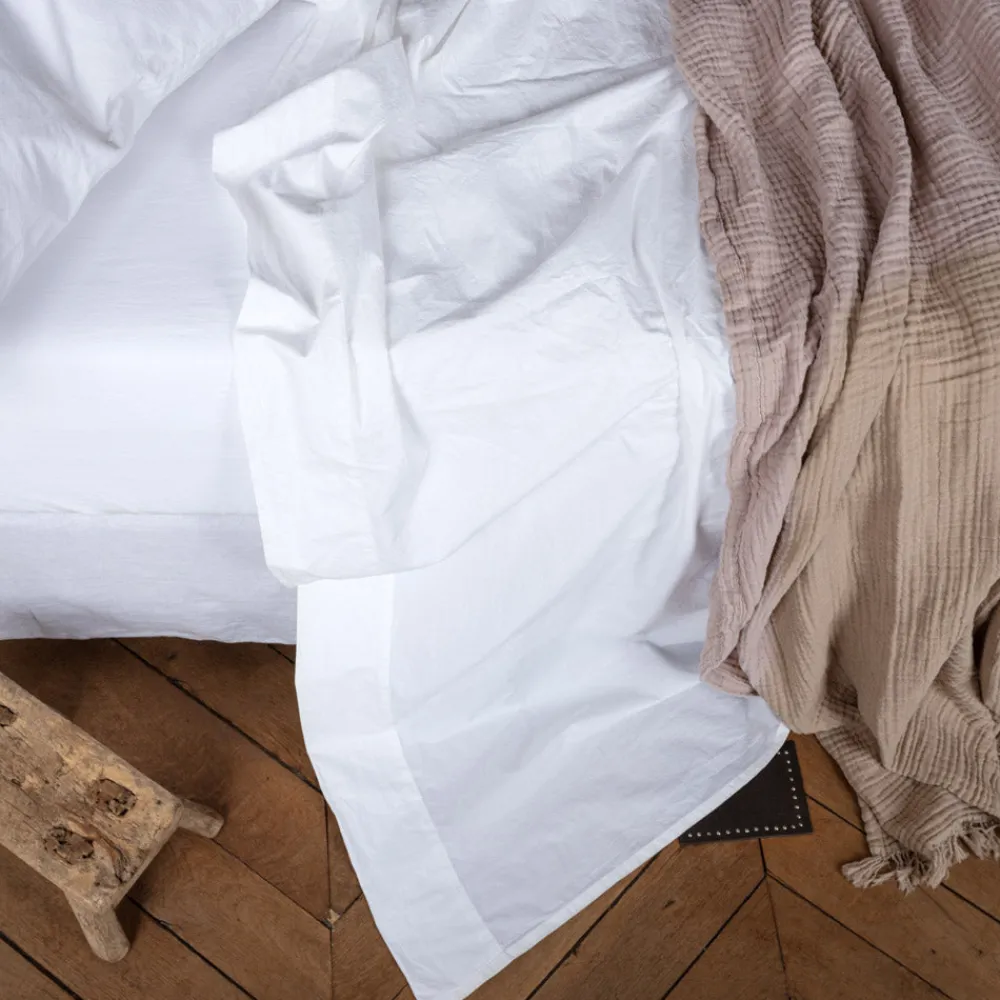 1700 COTEX Drap plat en percale de coton - Blanc Craie
