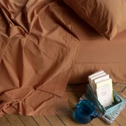 1700 COTEX Drap plat en percale de coton - Brun