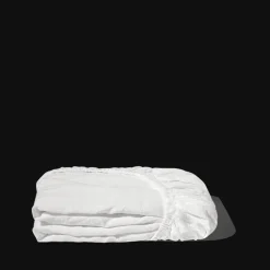 200 LINTEX Drap-housse en lin lavé - Blanc Optique