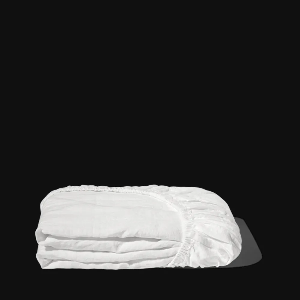 200 LINTEX Drap-housse en lin lavé - Blanc Optique