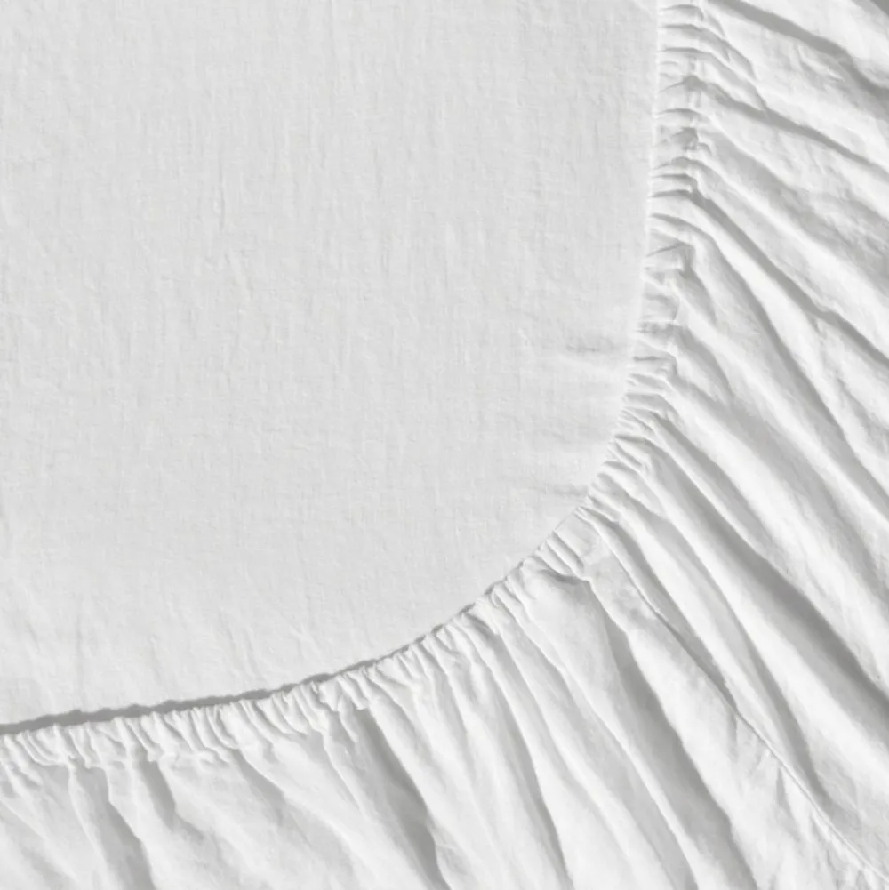 200 LINTEX Drap-housse en lin lavé - Blanc Optique