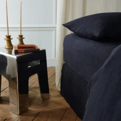 200 LINTEX Drap-housse en lin lavé - Bleu Encre