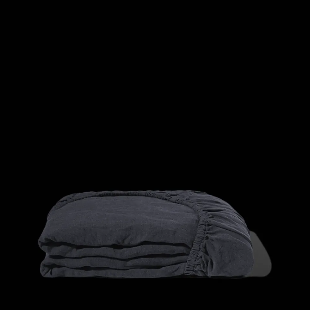200 LINTEX Drap-housse en lin lavé - Bleu Encre