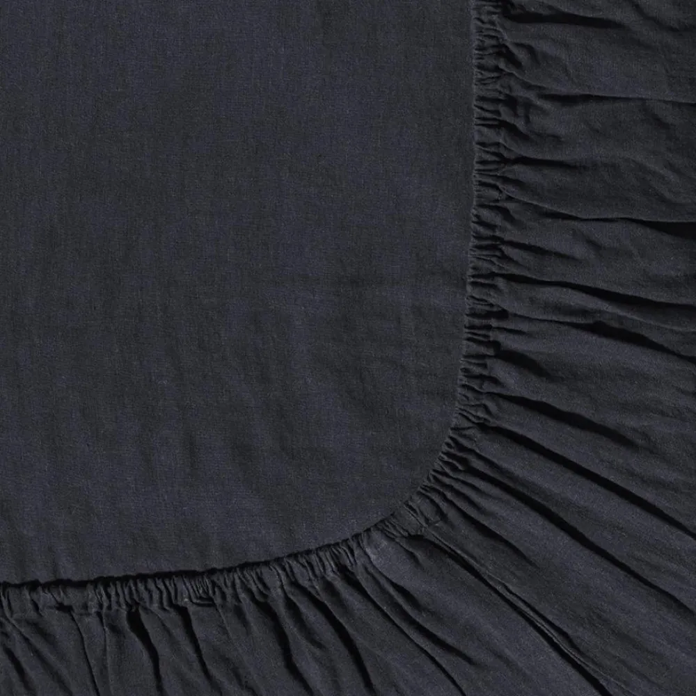 200 LINTEX Drap-housse en lin lavé - Bleu Encre