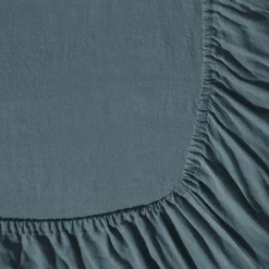 200 LINTEX Drap-housse en lin lavé - Bleu Pétrole