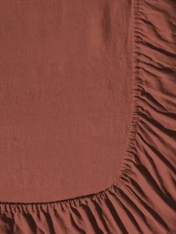 200 LINTEX Drap-housse en lin lavé - Rouge Urushi