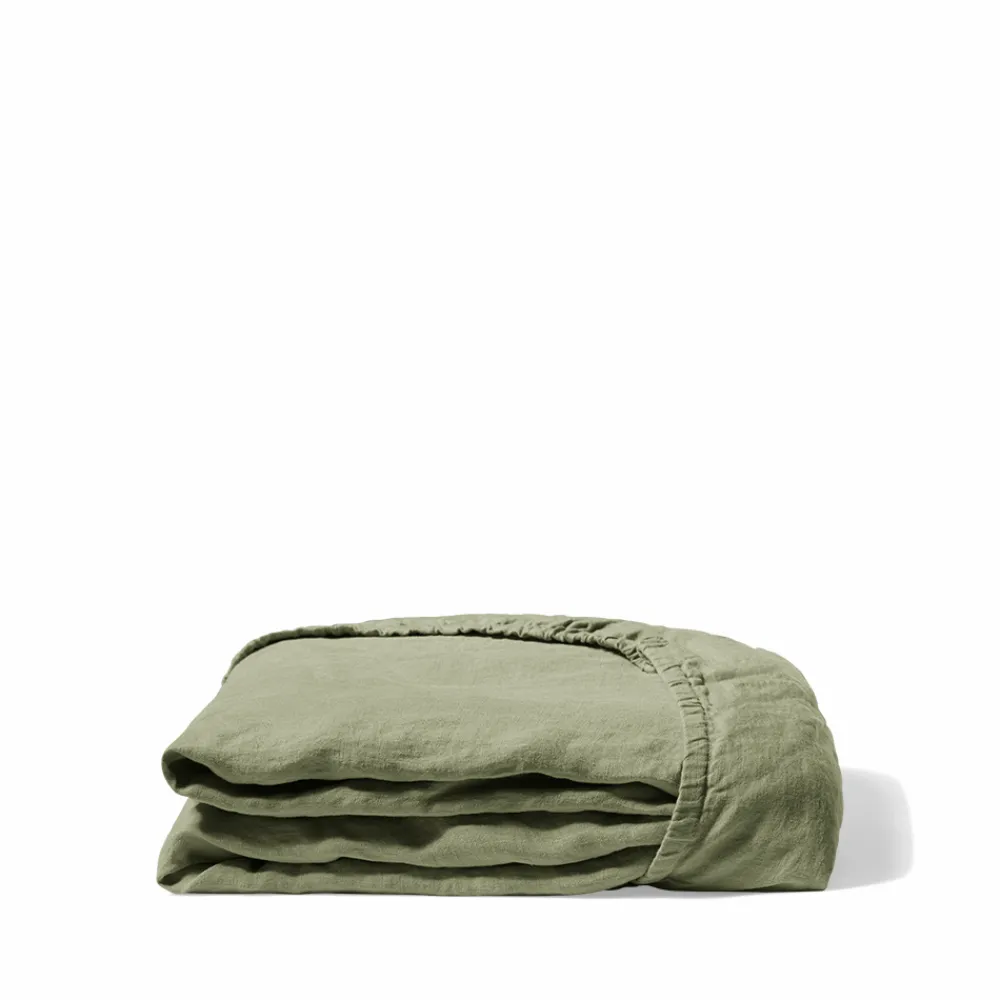 200 LINTEX Drap-housse en lin lavé - Vert Komorebi