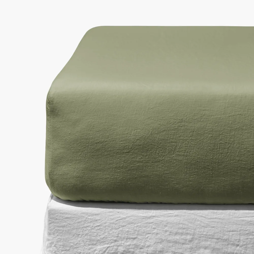 200 LINTEX Drap-housse en lin lavé - Vert Komorebi