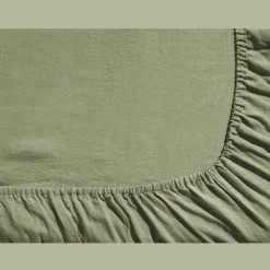 200 LINTEX Drap-housse en lin lavé - Vert Komorebi